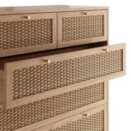 Wyld Haus Waterford 6 Drawer Chest Oak & Woven Rattan in Natural - thumbnail 4