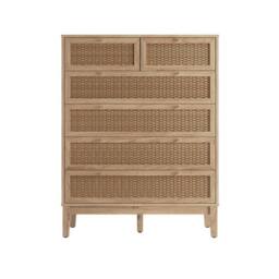 Wyld Haus Waterford 6 Drawer Chest Oak & Woven Rattan in Natural - thumbnail 2