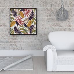 Warren Reed - Designer Hawaiian Style Jungle Leaves Framed Canvas in Black - Size: w10 inch x h10 inch - thumbnail 2