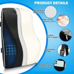 SPETLEK Lumbar Back Support Cushion in Black - thumbnail 3