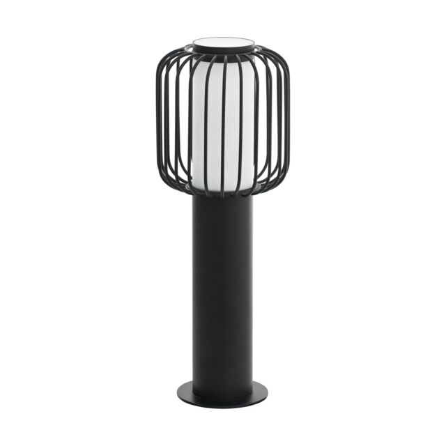 Loops IP44 Outdoor Pedestal Light Black Steel 1 x 28W E27 Bulb Wall Gate Lamp - image 1