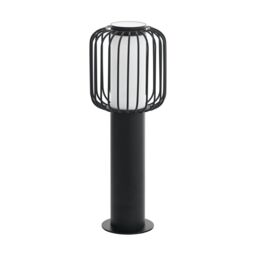 Loops IP44 Outdoor Pedestal Light Black Steel 1 x 28W E27 Bulb Wall Gate Lamp