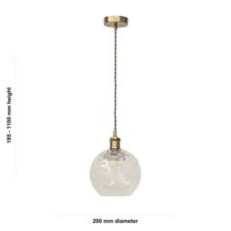 First Choice Lighting Set of 2 Barnum - Clear Dimple Globe Antique Brass Retro Pendants - thumbnail 6