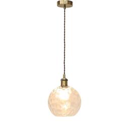 First Choice Lighting Set of 2 Barnum - Clear Dimple Globe Antique Brass Retro Pendants - thumbnail 3