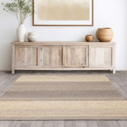 The Rug Shop UK Grey Modern Plain Jute Striped Easy To Clean Area Rug - Size: 160 cm x 230 cm - thumbnail 1