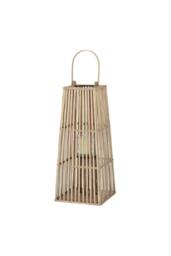 KDMD Medium Wicker Lantern with Glass Holder for Indoor & Outdoor Decor in Brown - thumbnail 2
