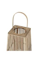 KDMD Medium Wicker Lantern with Glass Holder for Indoor & Outdoor Decor in Brown - thumbnail 3