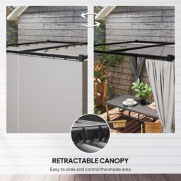 OUTSUNNY 3 x 3(m) Pergola with Retractable Roof & Curtains in Light Grey - thumbnail 4