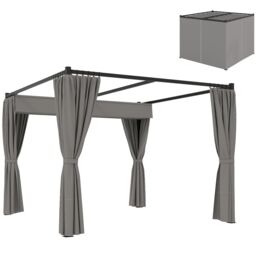 OUTSUNNY 3 x 3(m) Pergola with Retractable Roof & Curtains in Light Grey - thumbnail 2