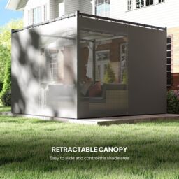 OUTSUNNY 3 x 3(m) Pergola with Retractable Roof & Curtains in Light Grey - thumbnail 6