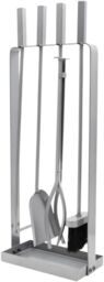Marco Paul 4pc Contemporary Silver Fireside Tool Set - thumbnail 2