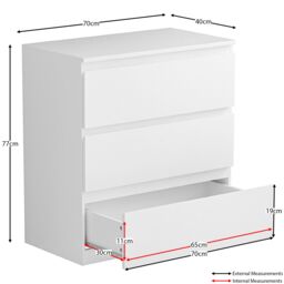 Home Discount Vida Designs Denver Bedroom Set (2 Dr Bedside, 3 Dr Chest, Wardrobe) in White - thumbnail 3