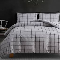 Grace Double Brushed Duvet Cover Set Supersoft with Zipper Closure in Grey - Size: Single - thumbnail 3