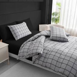 Grace Double Brushed Duvet Cover Set Supersoft with Zipper Closure in Grey - Size: Single - thumbnail 4