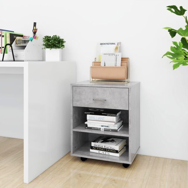 Berkfield Home Rolling Cabinet Concrete Grey 46x36x59 cm Engineered Wood - Size: 46 x 36 x 59 cm - image 1