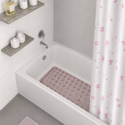 Showerdrape Sakura Pink Shower curtain & Laguna Pink Anti Slip Bath Mat - Size: 180 cm width x 180 cm drop - thumbnail 1