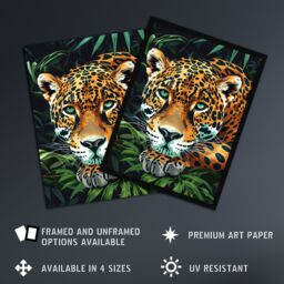 "Artery8 Resting Jaguar In Lush Jungle Animal Portrait Wall Art Print in Green - Size: W18"" x H24""" - thumbnail 2