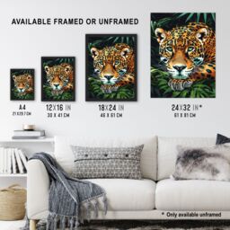 "Artery8 Resting Jaguar In Lush Jungle Animal Portrait Wall Art Print in Green - Size: W18"" x H24""" - thumbnail 3