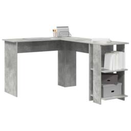 Berkfield Home Corner Desk with Storage Concrete Grey 140x113, 5x75cm - Size: 5x75 cm - thumbnail 3
