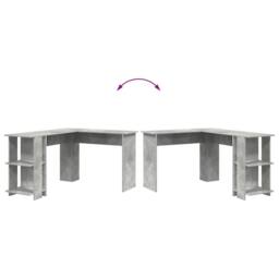 Berkfield Home Corner Desk with Storage Concrete Grey 140x113, 5x75cm - Size: 5x75 cm - thumbnail 8
