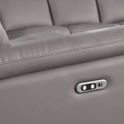 Aspire Marlowe Real Leather Power Recliner 2C2 Corner Sofa with USB Charging in Grey - thumbnail 4