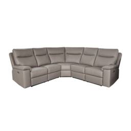 Aspire Marlowe Real Leather Power Recliner 2C2 Corner Sofa with USB Charging in Grey - thumbnail 2
