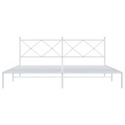 Berkfield Home Metal Bed Frame without Mattress with Headboard White 193x203cm - Size: 193x203 cm - thumbnail 4