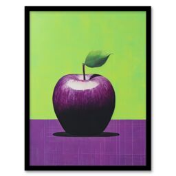 "Wee Blue Coo Wall Art Print Purpapple on Green Surreal Vibrant Lime Purple Apple Kitchen Painting Art Framed - Size: W12"" x H16""" - thumbnail 1