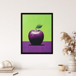 "Wee Blue Coo Wall Art Print Purpapple on Green Surreal Vibrant Lime Purple Apple Kitchen Painting Art Framed - Size: W12"" x H16""" - thumbnail 4