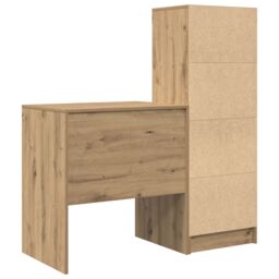 Berkfield Home Desk with Storage Artisan Oak Engineered Wood in Brown - thumbnail 8