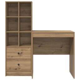 Berkfield Home Desk with Storage Artisan Oak Engineered Wood in Brown - thumbnail 7