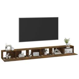 Berkfield Home 3 Piece TV Cabinet Set Smoked Oak Engineered Wood in Brown - thumbnail 3