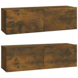 Berkfield Home 3 Piece TV Cabinet Set Smoked Oak Engineered Wood in Brown - thumbnail 4