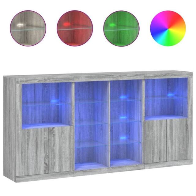 Berkfield Home Sideboard with LED Lights Grey Sonoma 202x37x100 cm - Size: 202 x 37 x 100 cm - image 1