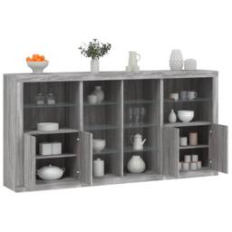 Berkfield Home Sideboard with LED Lights Grey Sonoma 202x37x100 cm - Size: 202 x 37 x 100 cm - thumbnail 2
