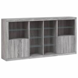 Berkfield Home Sideboard with LED Lights Grey Sonoma 202x37x100 cm - Size: 202 x 37 x 100 cm - thumbnail 3