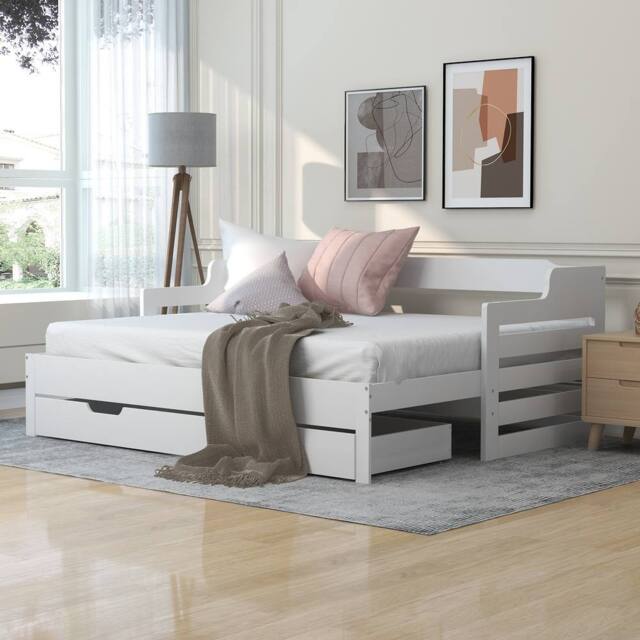 BTM White 3FT Daybed with Trundle & Storage Drawer - image 1