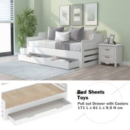 BTM White 3FT Daybed with Trundle & Storage Drawer - thumbnail 8