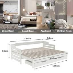 BTM White 3FT Daybed with Trundle & Storage Drawer - thumbnail 3