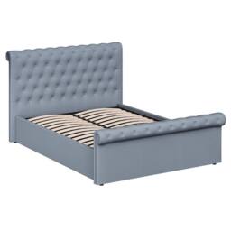 FWStyle Abbey Bed Frame Steel Grey Side Lift Ottoman Scroll Buttoned - Size: King - thumbnail 4