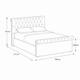 FWStyle Abbey Bed Frame Steel Grey Side Lift Ottoman Scroll Buttoned - Size: King - thumbnail 5