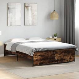 Berkfield Home Durable Bed Frame without Mattress Smoked Oak 135x190 cm Double in Brown - thumbnail 2