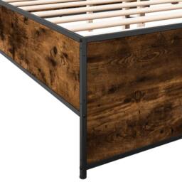 Berkfield Home Durable Bed Frame without Mattress Smoked Oak 135x190 cm Double in Brown - thumbnail 7