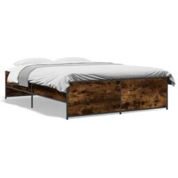 Berkfield Home Durable Bed Frame without Mattress Smoked Oak 135x190 cm Double in Brown - thumbnail 3