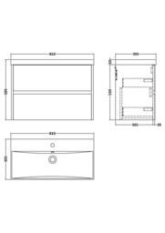 Balterley Chartley 2 Drawer Wall Hung Vanity Basin Unit, Graphite Grey, 800mm in Grey - thumbnail 2