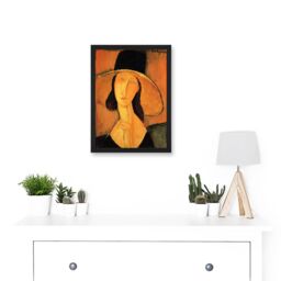 Artery8 Amedeo Modigliani Portrait Of A Woman With Hat Painting Artwork Framed Wall Art Print A4 in Black - thumbnail 2