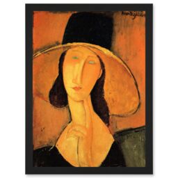 Artery8 Amedeo Modigliani Portrait Of A Woman With Hat Painting Artwork Framed Wall Art Print A4 in Black - thumbnail 1