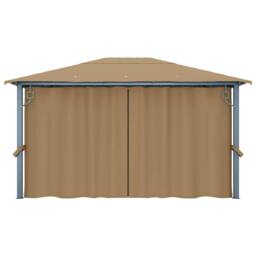 Berkfield Home Gazebo with Curtain 400x300 cm Taupe Aluminium in Beige - thumbnail 6