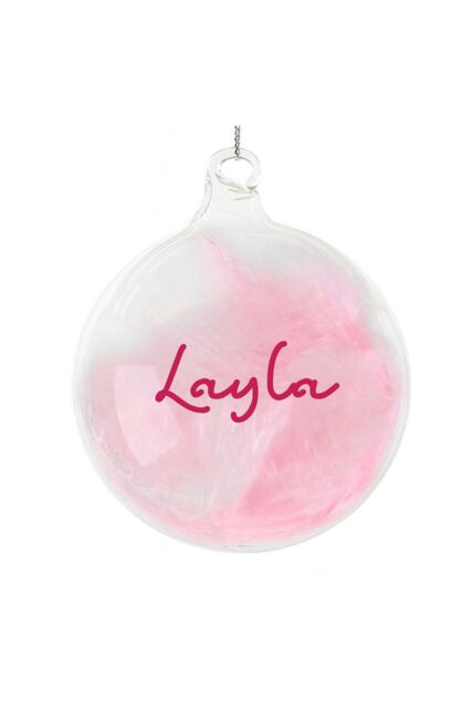 Personalised Memento Company Personalised Pink Feather Bauble - image 1