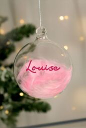 Personalised Memento Company Personalised Pink Feather Bauble - thumbnail 4